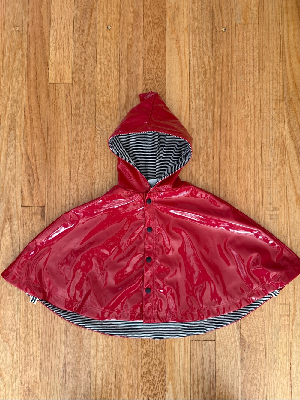 Petit Bateau Shiny Red Hooded Kids Rain Cape